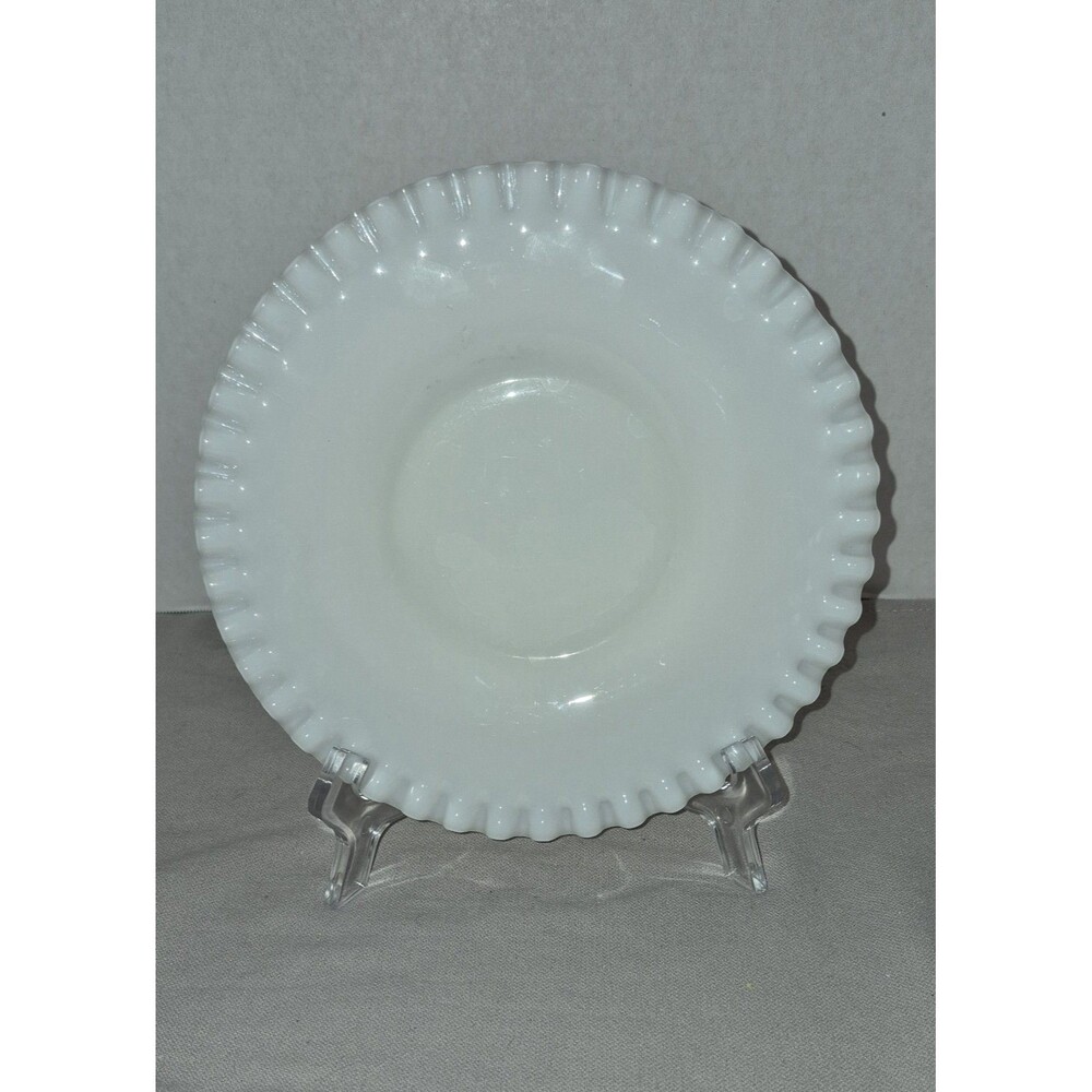 Vintage Fenton Hobnail Ruffled Edge Low Foot 8.25” Salad Plate